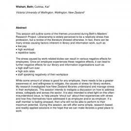 Dealing with Workplace stress in Libraries. Wishart, B; Cuttriss, K.