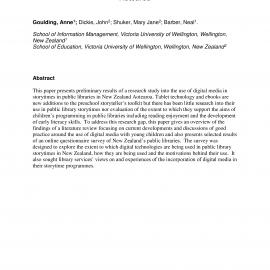 Digital Storytimes in public libraries in New Zealand Aotearoa. Goulding, A.