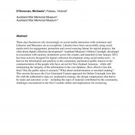 How can social media tools really augment heritage collections? O'Donovan, M; Passau V.