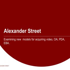 Examining new  models for acquiring video, OA, PDA, EBA. Julie Boyd-Reynolds