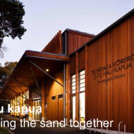 Scooping the sand together, Judith Waaka & Jon Rennie