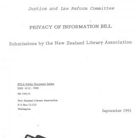 Justice and Law Reform Committee Privacy of Information Bill Submissions by the New Zealand Library Association 