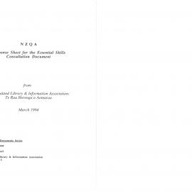 NZQA Response Sheet for the Essential Skills Consultation Document