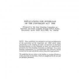 Implications for Interloan of the Copyright Act 1994