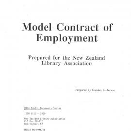 Model Contract of Employment Prepared for the New Zealand Library Association
