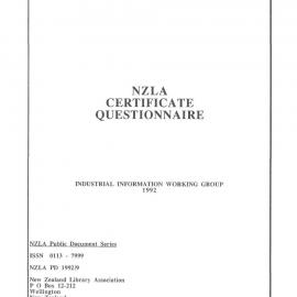 NZLA Certificate Questionnaire Industrial Information Working Group 1992