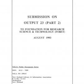 Submission on Output 23 (Part 2) To Foundation for Research Science & Technology (Forst)