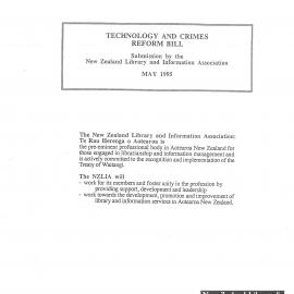 Technology and Crimes Reform Bill Submission by the New Zealand Library and Information Association MAY 1995