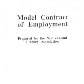 Model Contract of Employment Prepared for the New Zealand Library Association