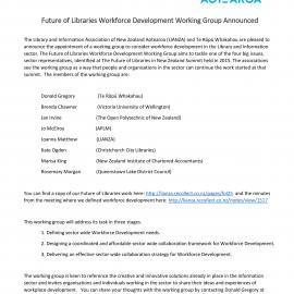Workforce Developing Working Group Announcement