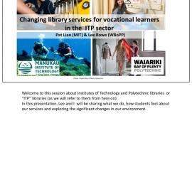 Changing library services for vocational learners in the ITP sector