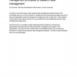 I’m a stranger here myself: applying information management principles to research data management