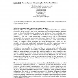 MAKING INFORMATION WORK IN THE ABC OF THE NEW REHABILITATION - Part One: The Development of Its Philosophy, The New Rehabilitation