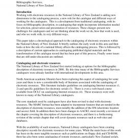 Metadata Mayhem: Cataloguing Electronic Resources in the National Library of New Zealand