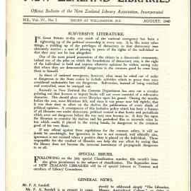 New Zealand Libraries Vol. IV, No. 1 (alternative copy)