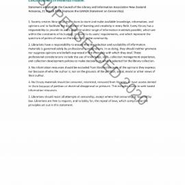 LIANZA Statement on Intellectual Freedom