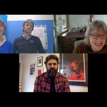 Toby Morris and Janet Hunt in an #NZCYA Books Alive event with LIANZA