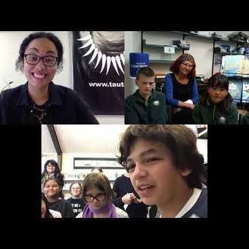 Courtney Sina Meredith in an #NZCYA Books Alive event with LIANZA