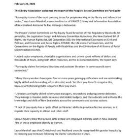 LIANZA Media Release People's Select Committee Pay Equity Report 2026