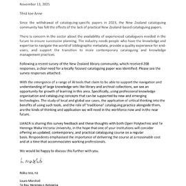 LIANZA Letter On Cataloguing Paper Anne Golding