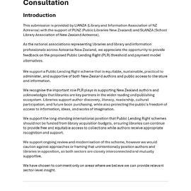 LIANZA Response – Public Lending Right Consultation June 2026